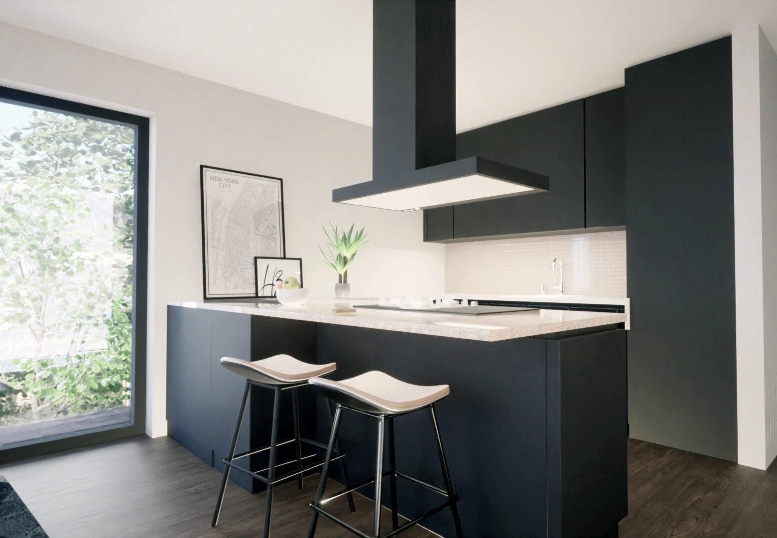 Moderne og delikat kjøkken - Illustrasjon av interiør og avvik kan forekomme Galleribilde