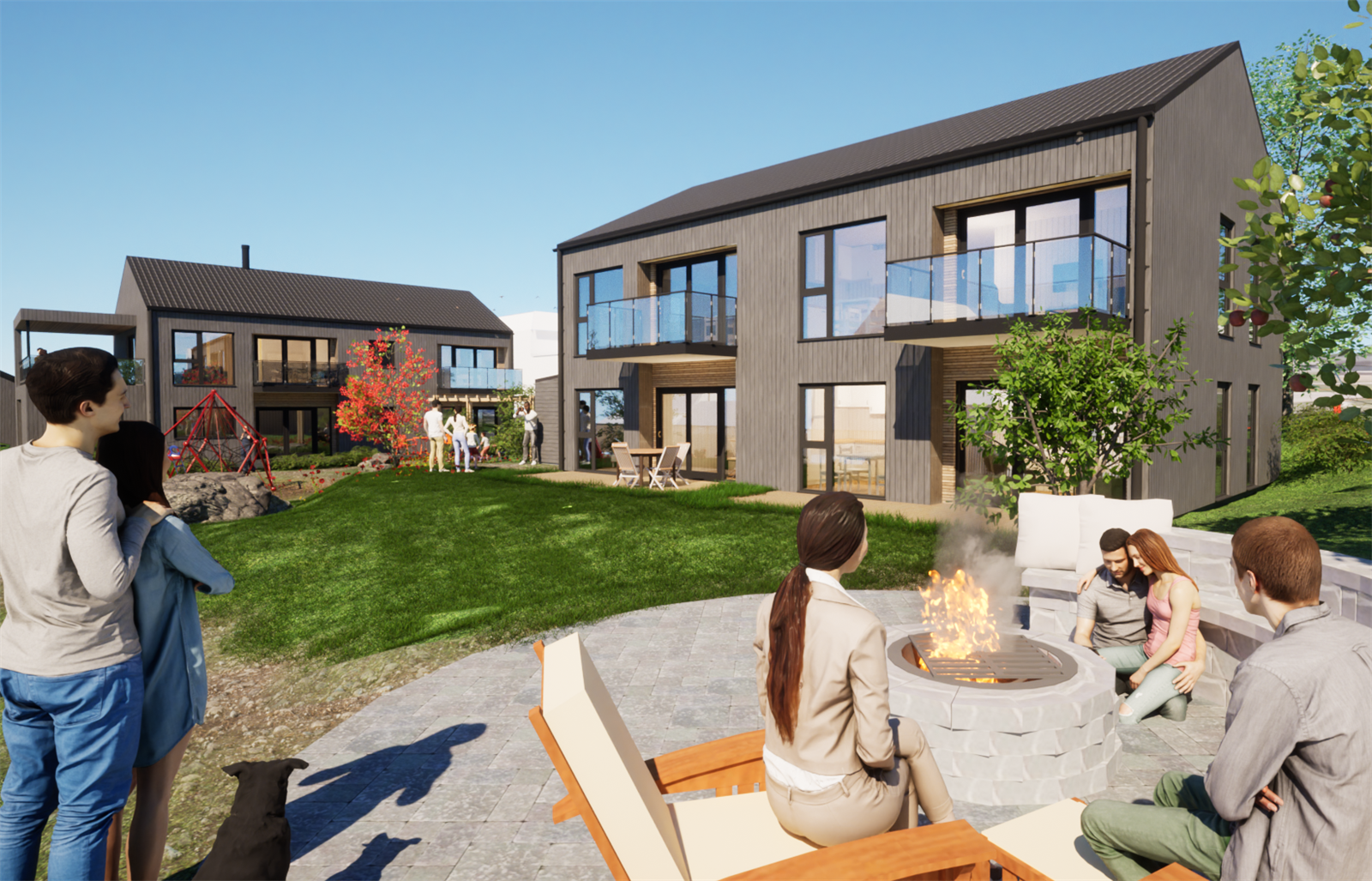 Østvollvegen 72 - Her planlegges to stilige 3-mannsboliger med et hyggelig tun for sosiale sammenkomster - Illustrasjon og avvik kan forekomme Galleribilde