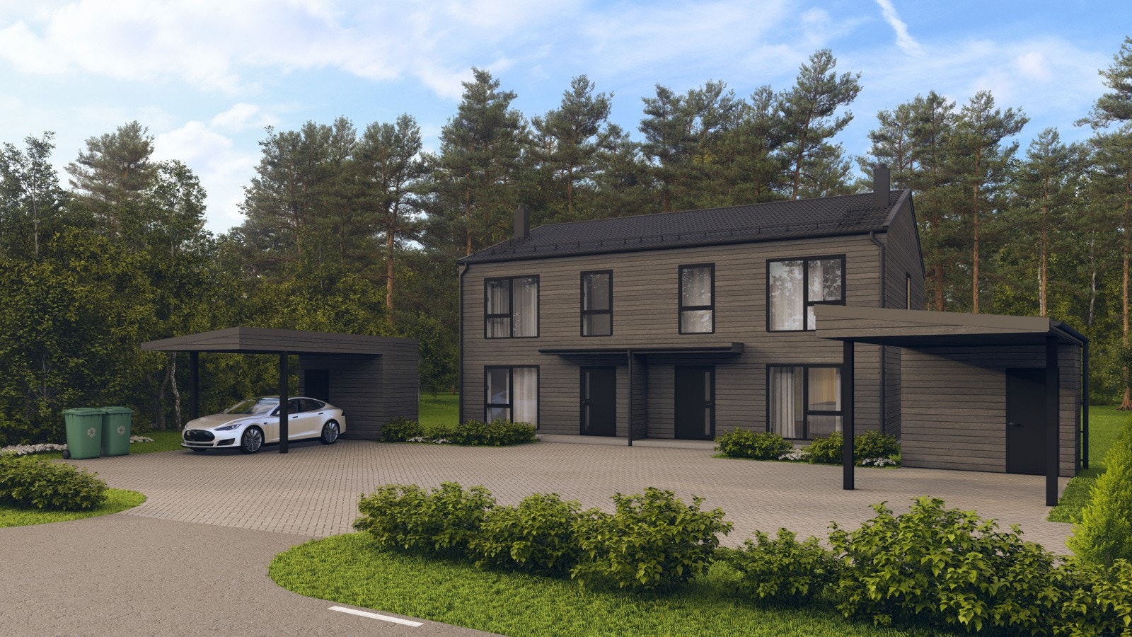 Hver boenhet får et privat utomhusareal, hvor man kan skape sin egen drømmehage med plass til lek og sittegrupper. Galleribilde