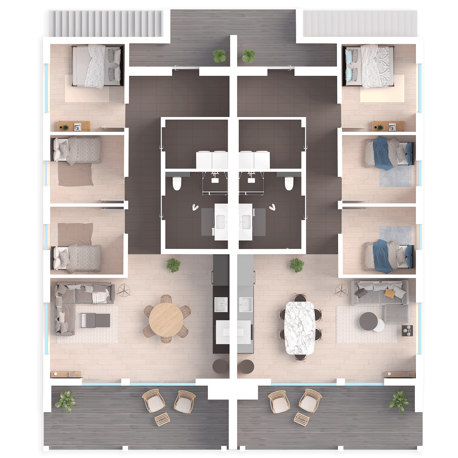 Leilighet 2D er til høyre på tegningen. Galleribilde