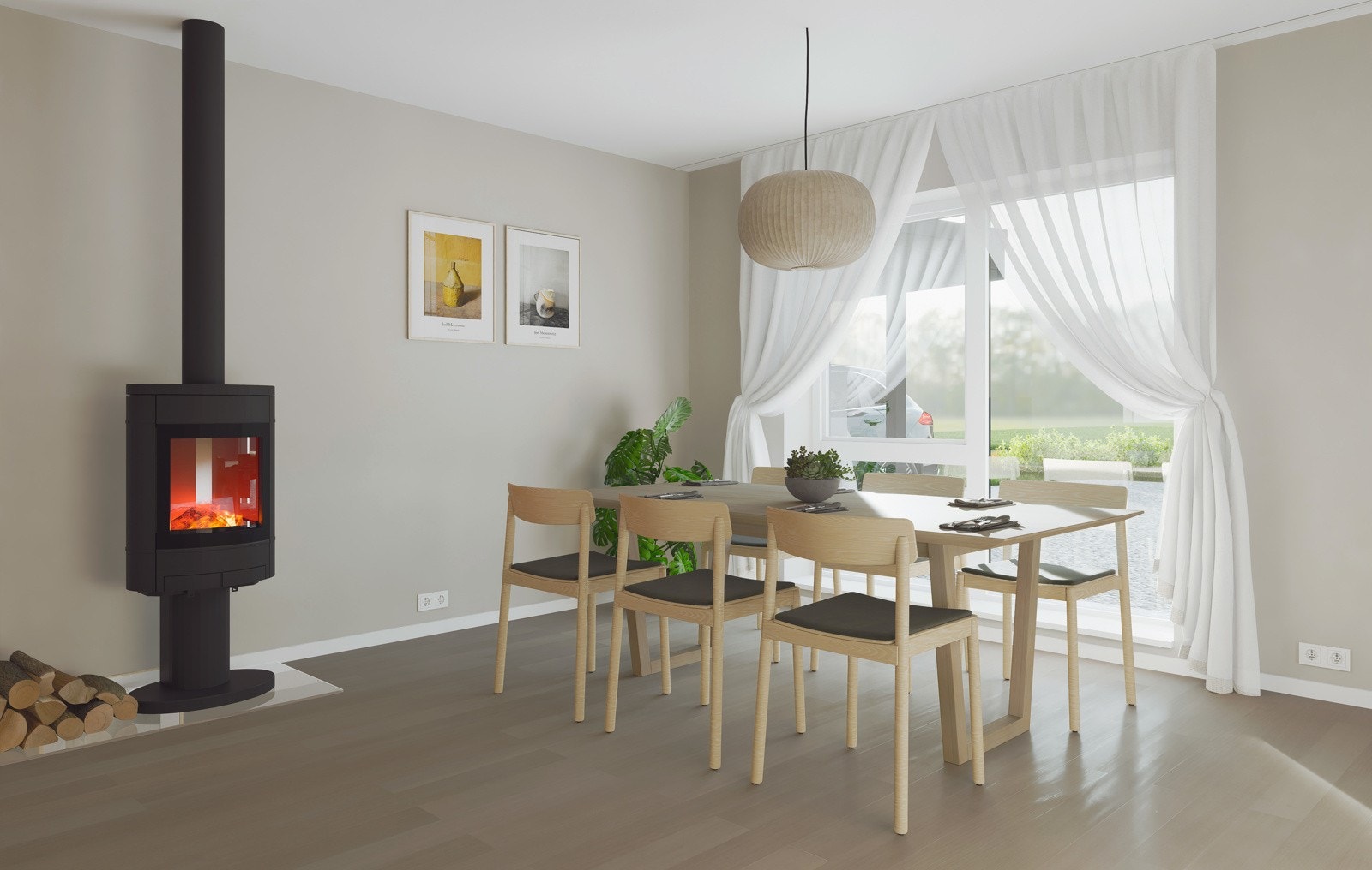 Hele det store, sosiale allrommet får enstavs laminat av typen Harmonie på gulvet, som kan endres til parkett ved tilvalg. Galleribilde