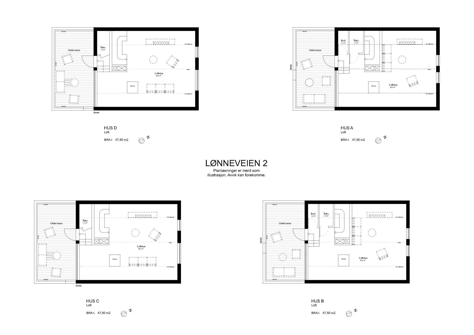 Loft Alternativ 2 med trapp bak garasjen opp til andre etasje Galleribilde