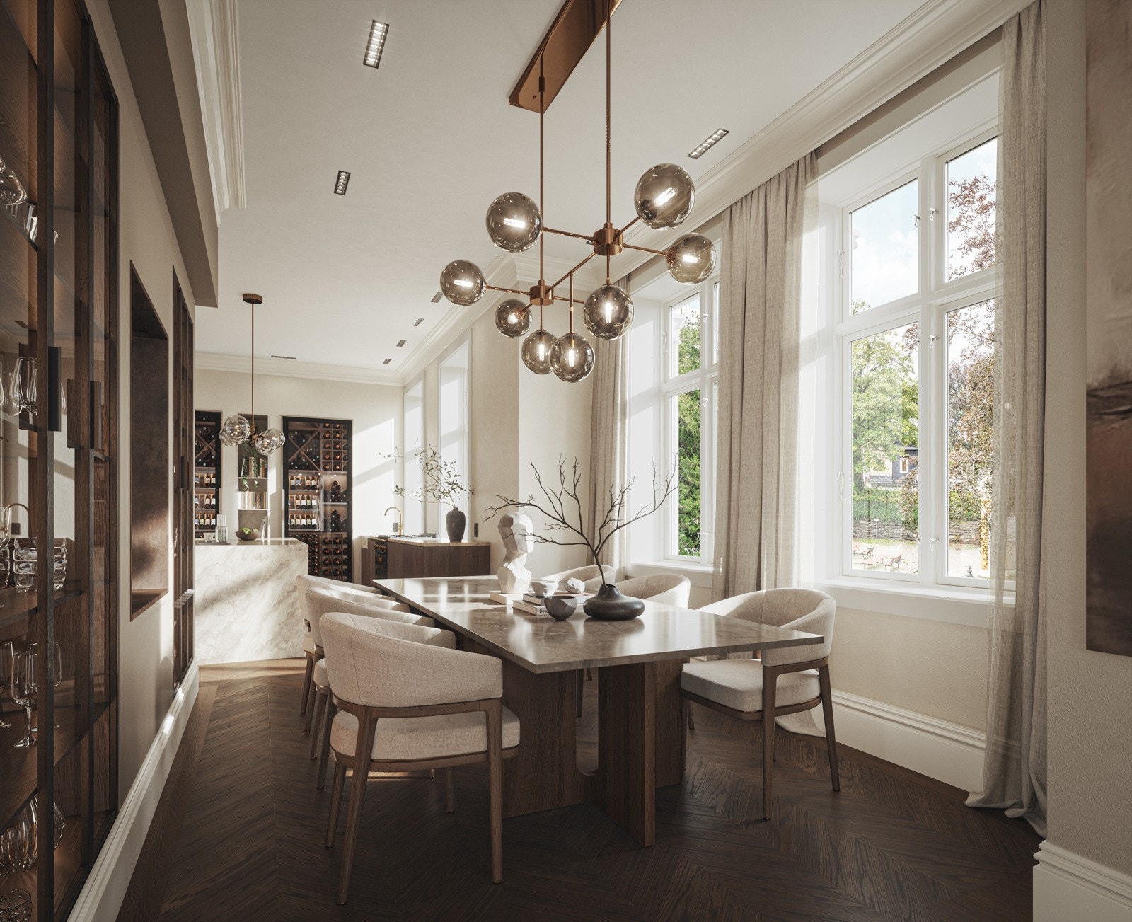 3D Illustrasjon spisestue Galleribilde