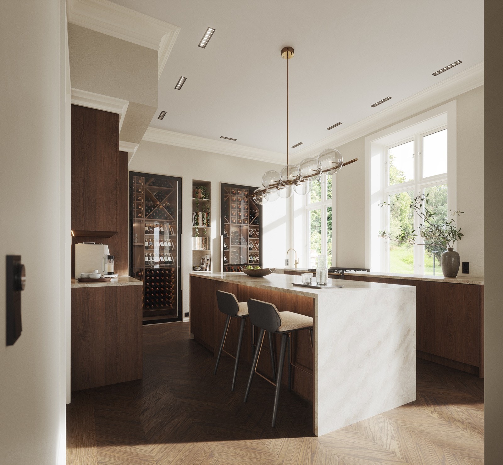 3D Illustrasjon kjøkkenløsning Galleribilde