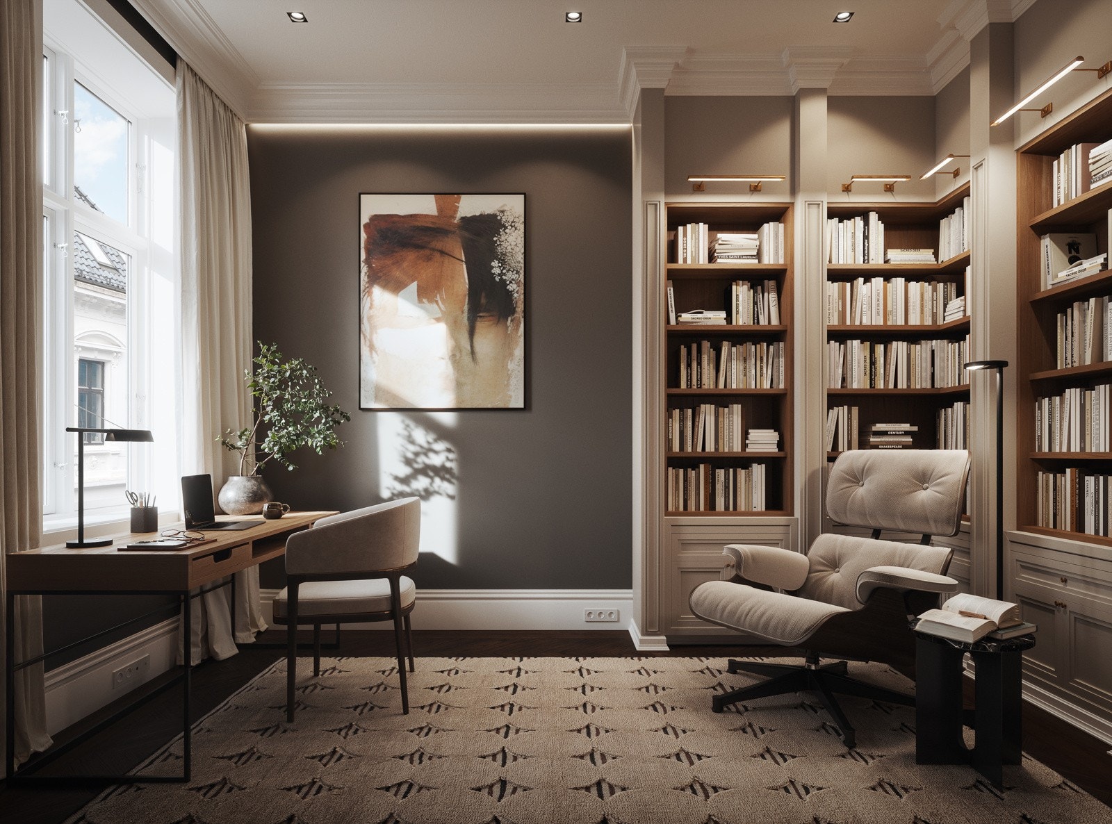 3D Illustrasjon bibliotek / kontor Galleribilde