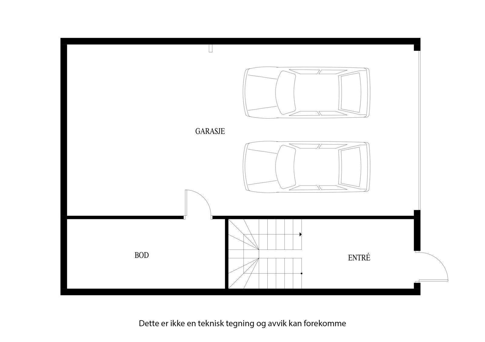 Planløsning for 1.etasje med integrert garasje Galleribilde
