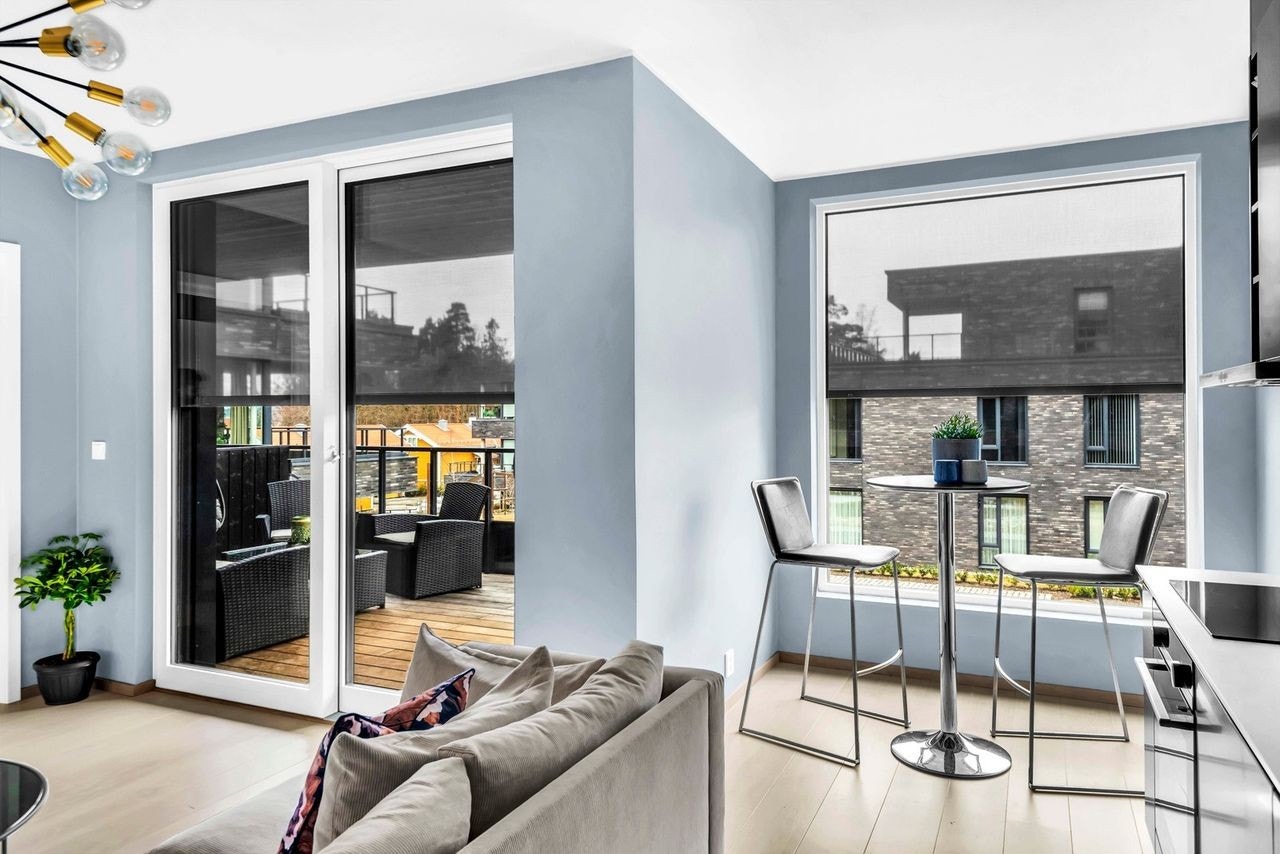 Leiligheten har bergvarme som gir svært lave strømutgifter. Galleribilde