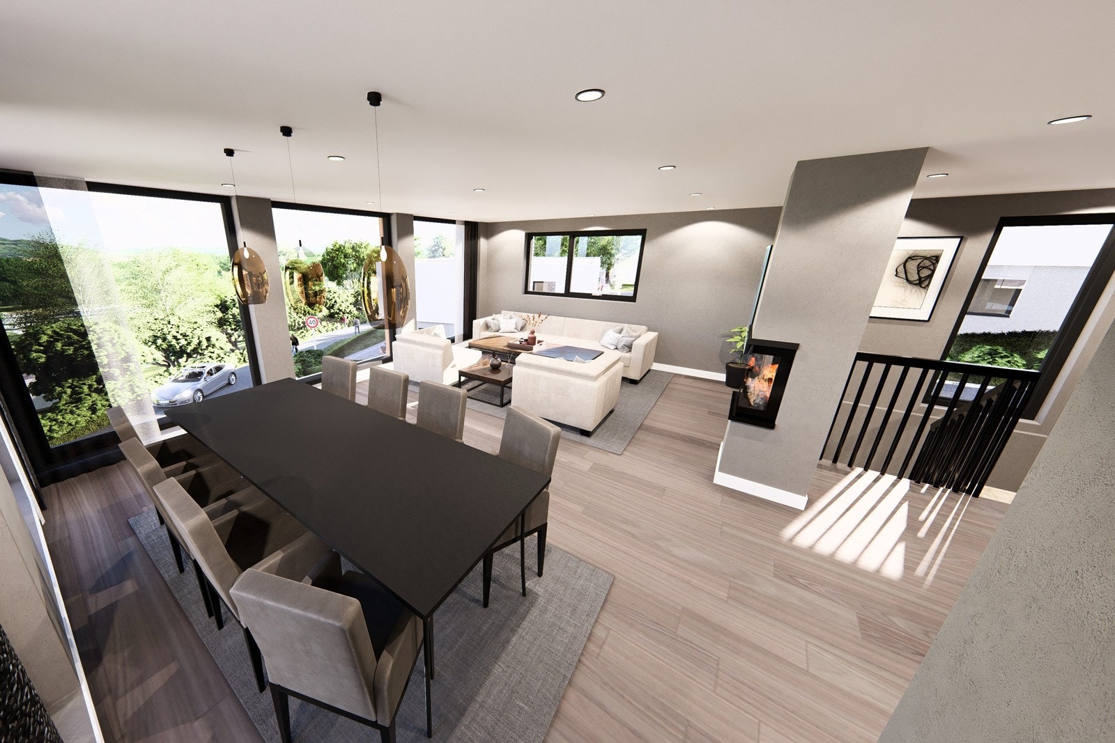 Det blir varmekabler på alle bad og i entreen, og i stuen blir det montert peisovn. Det kan eventuelt legges varmefolie i hele boligen som tilvalg. Illustrasjonsbilde Galleribilde