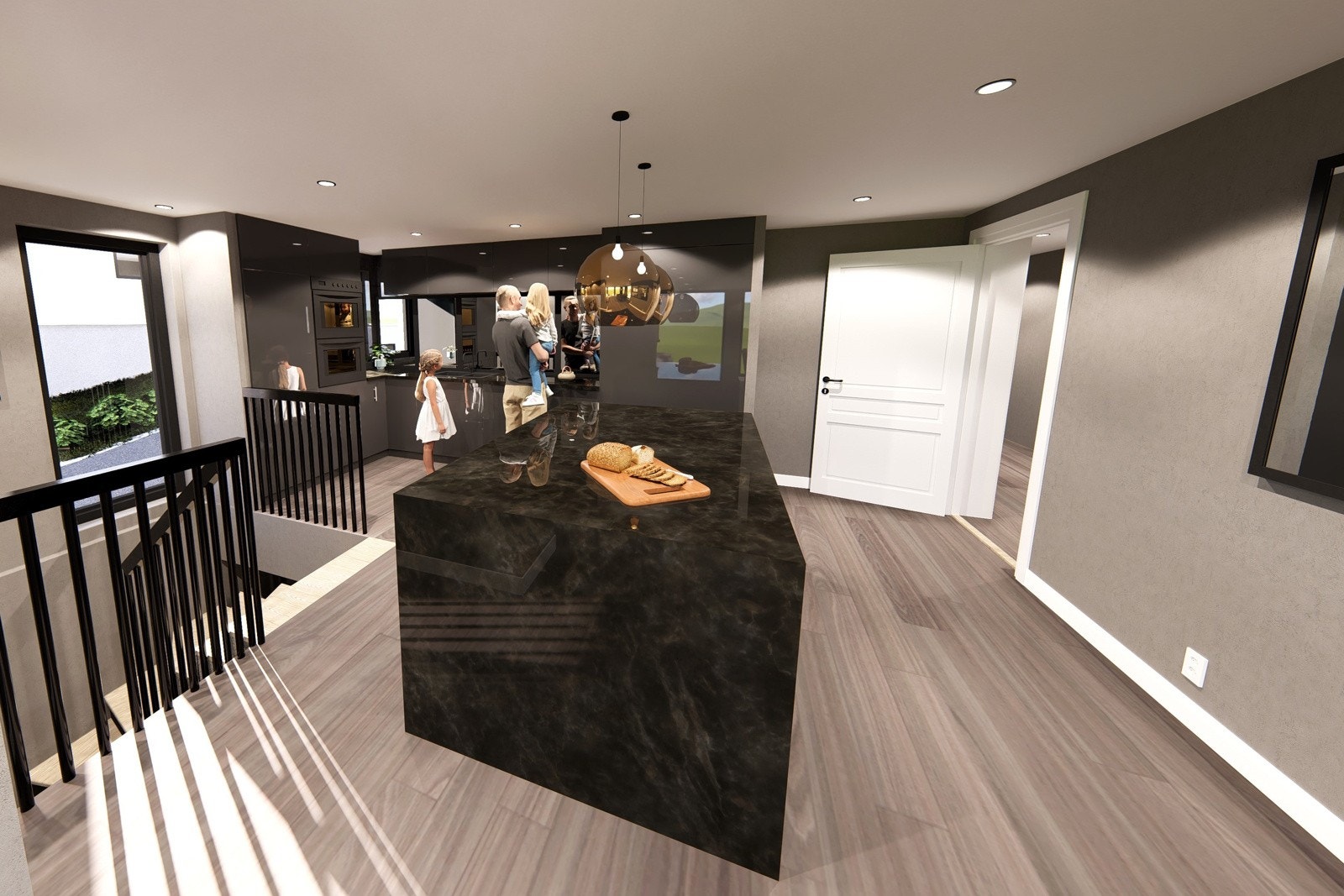 Her er det også en trapp som binder etasjene sammen. Illustrasjonsbilde Galleribilde