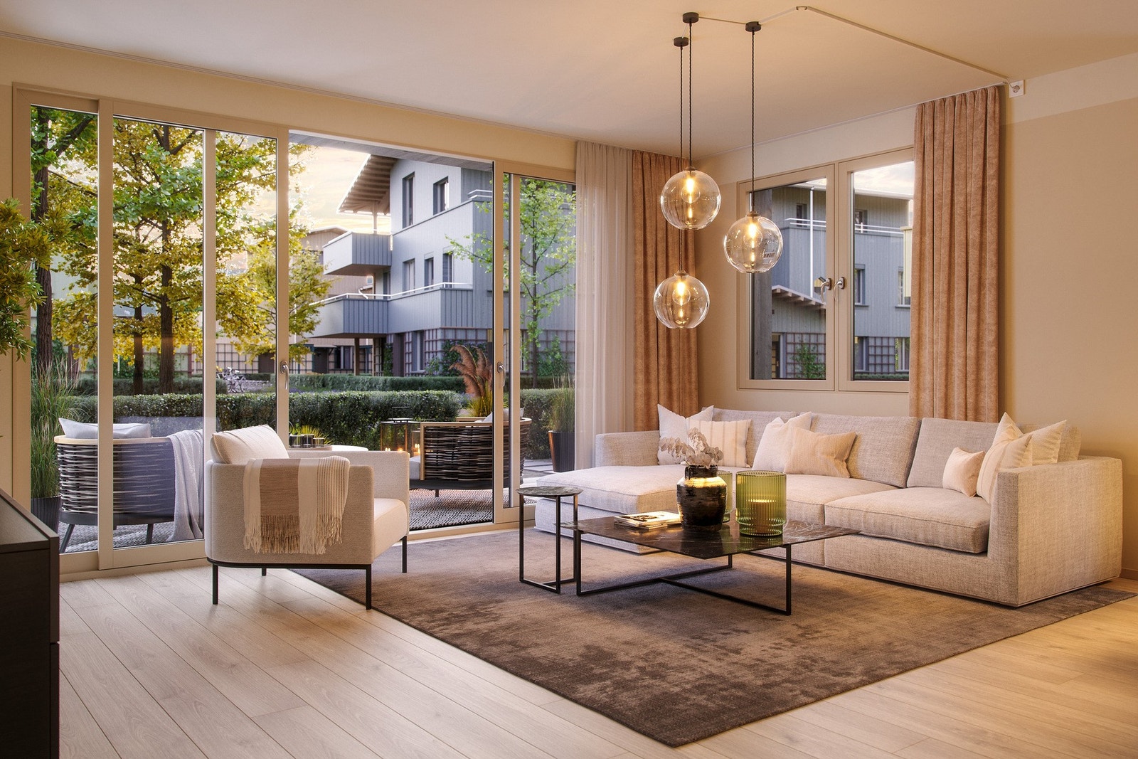 Alle rekkehusene får markterrasse og egen hage. Galleribilde