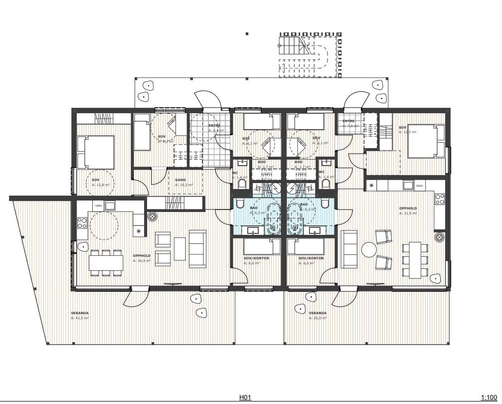 1.etasje består av to leiligheter Galleribilde