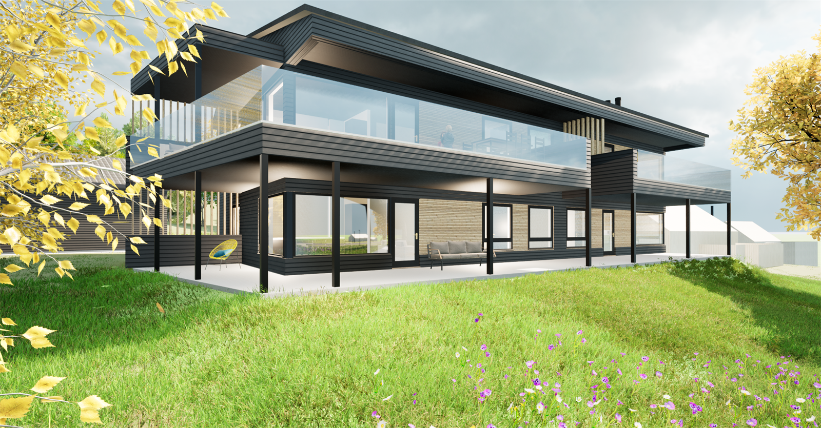 Lekkert utformet med store og solrike uteplasser Galleribilde