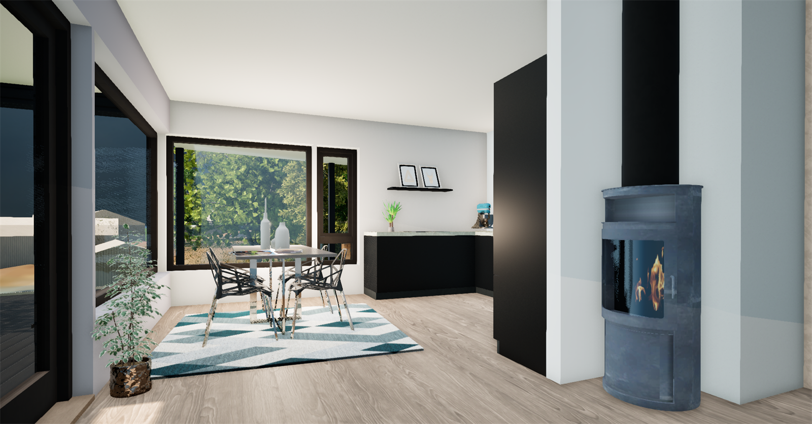 Illustrasjon av stue/kjøkken leilighet på 100 kvm -
Illustrasjon og avvik kan forekomme Galleribilde