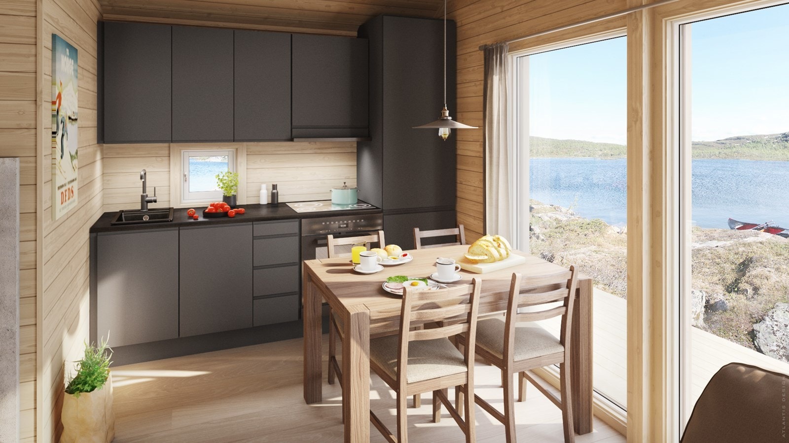 Kjøkkenkroken har plass til det du trenger for å lage god mat på hytta. Galleribilde