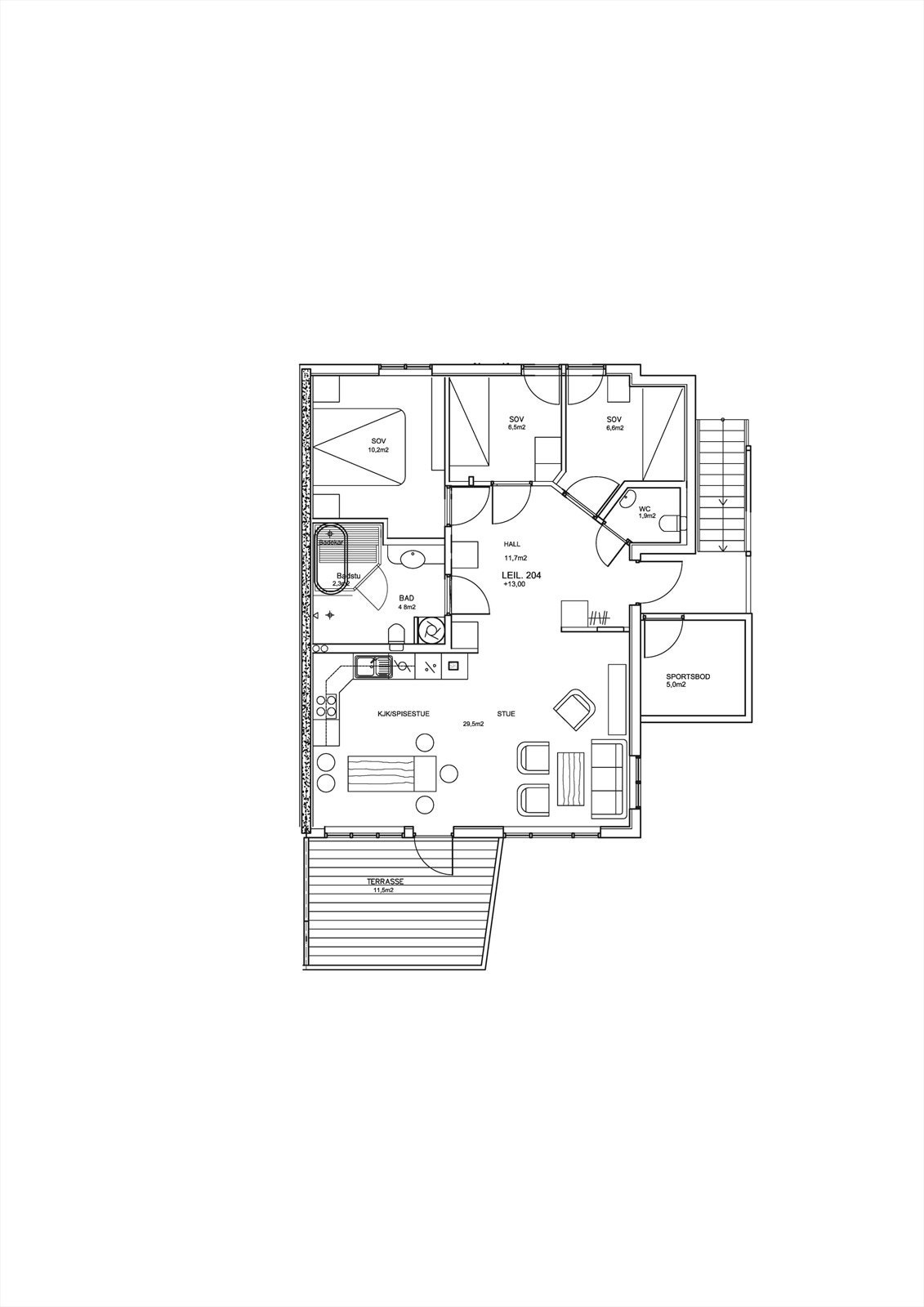 Plantegning leilighet 204 Galleribilde