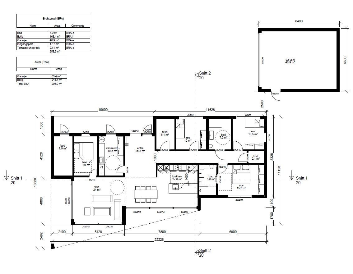 Romslig enebolig med moderne planløsning, store oppholdsrom og praktisk garasje. Perfekt for familier som ønsker god plass. Galleribilde