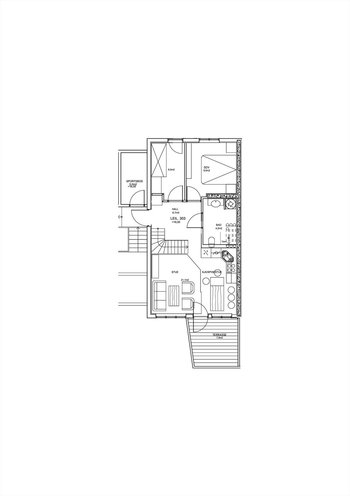 Plantegning leilighet 303 Galleribilde