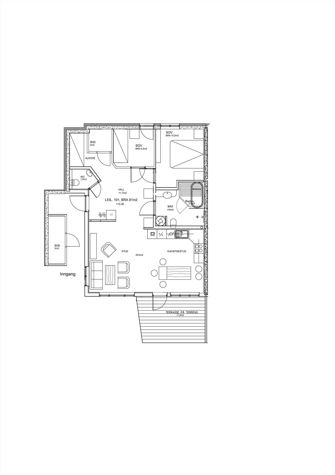 Plantegning leilighet 101 Galleribilde