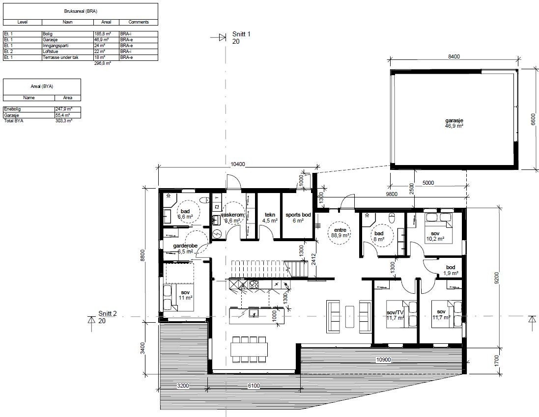 Romslig enebolig med 4 soverom, sportsbod, garasje, og stor terrasse. Familievennlig område nær turterreng og sjøen. Galleribilde