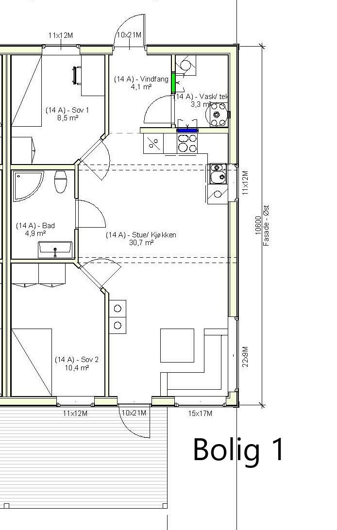 Plantegning bolig 1, Adresse Runden 14A Galleribilde