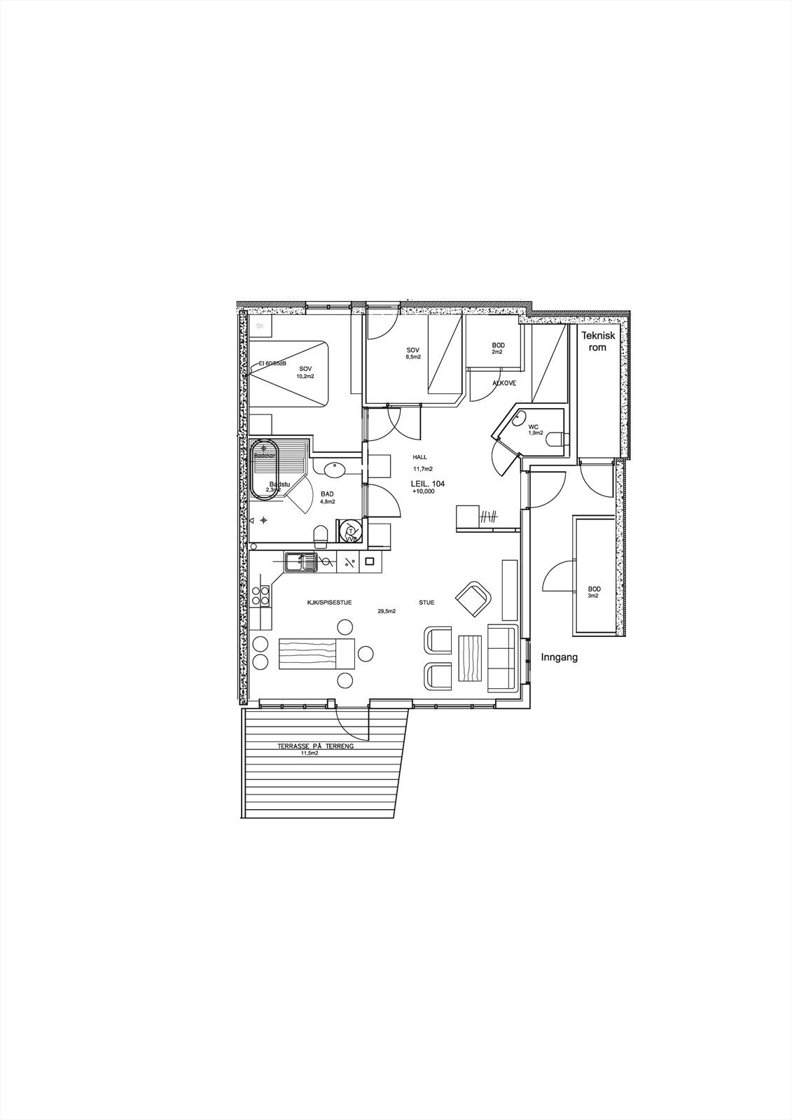 Plantegning leilighet 104 Galleribilde