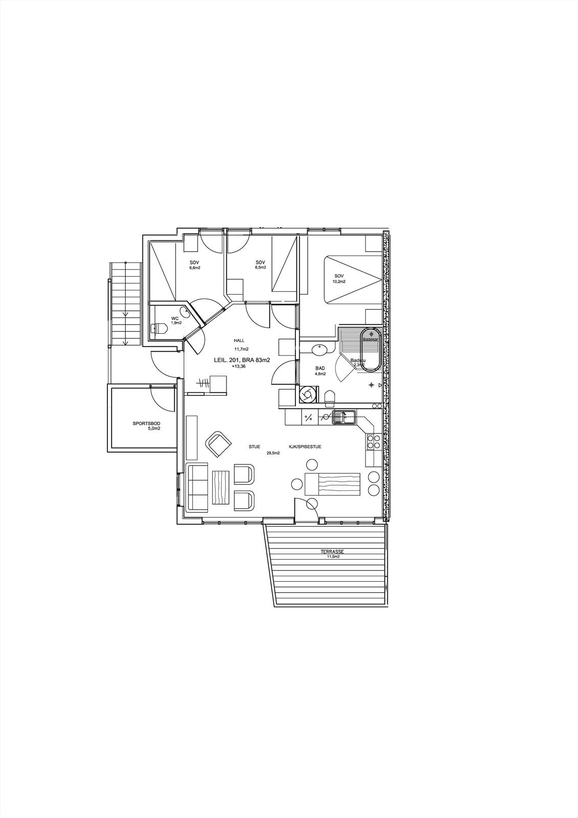 Plantegning leilighet 201 Galleribilde