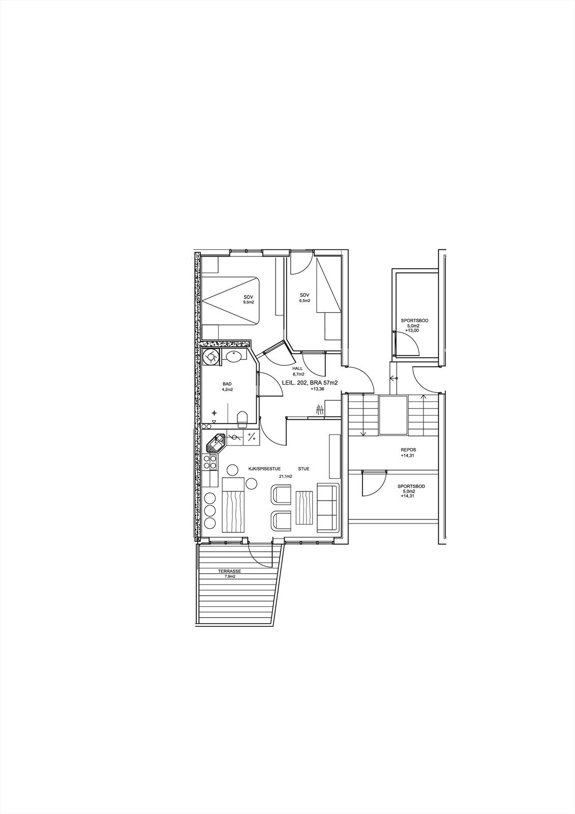 Plantegning leilighet 202 Galleribilde