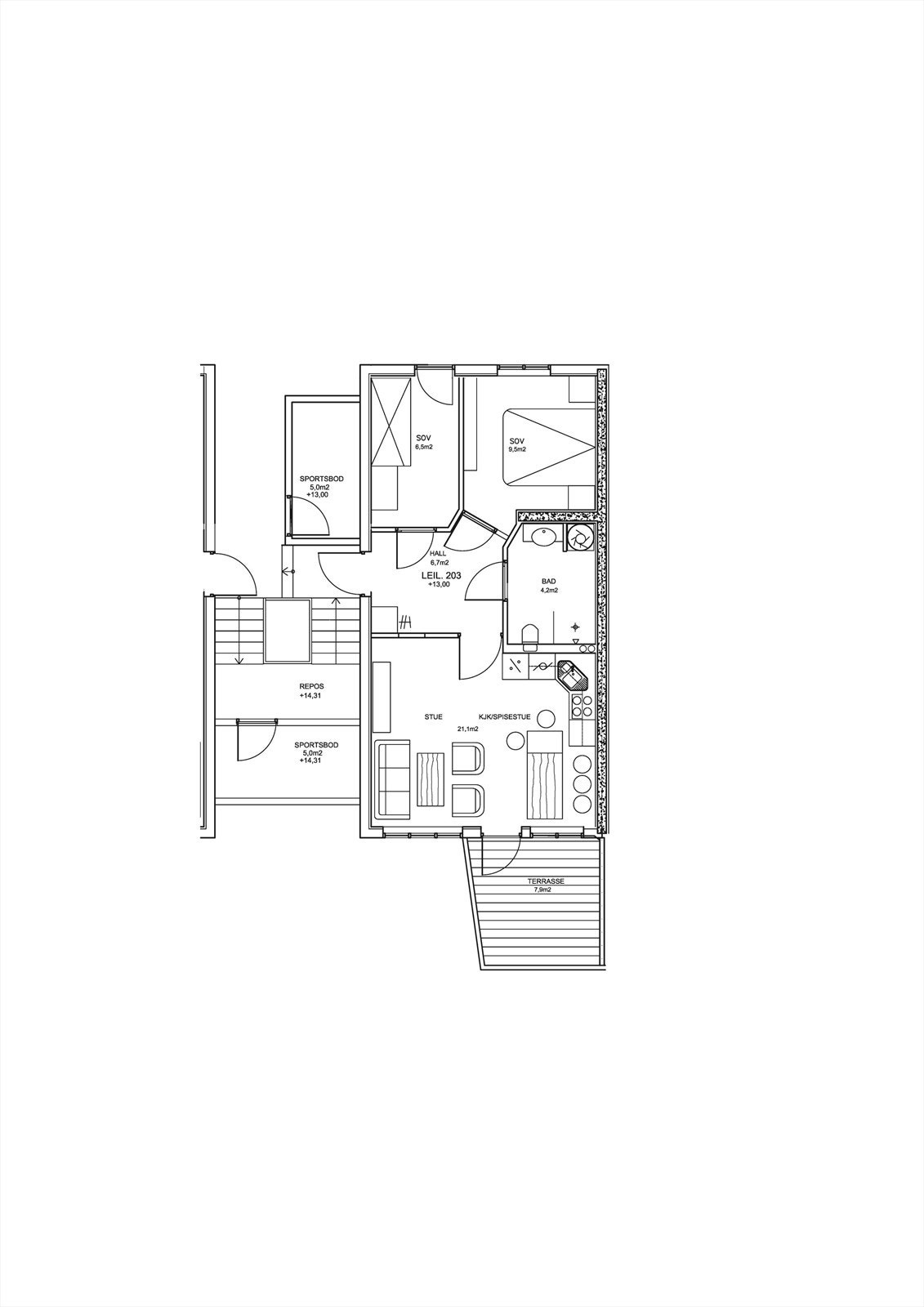Plantegning leilighet 203 Galleribilde