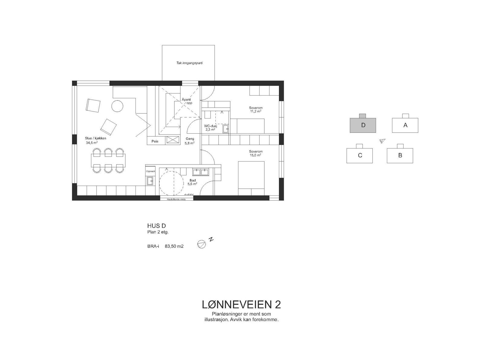 2 etg alternativ 3 med 3 roms leilighet Galleribilde