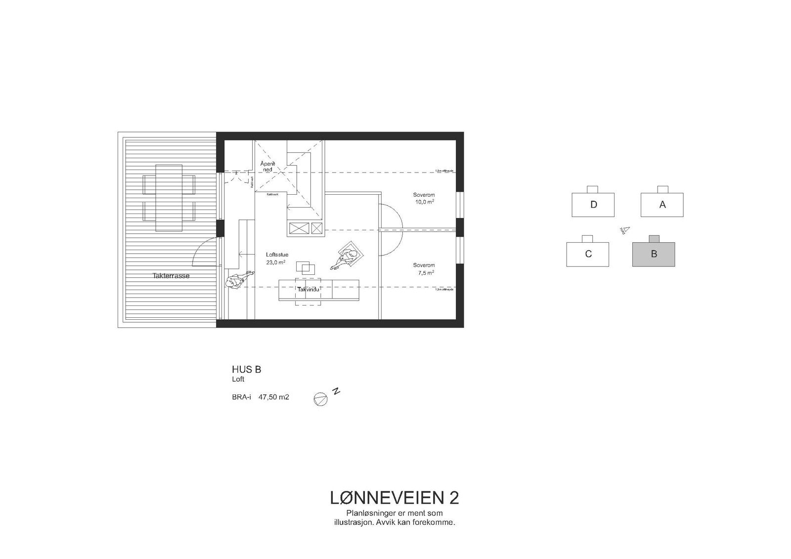 Loft alternativ 3 med 3 roms leilighet Galleribilde