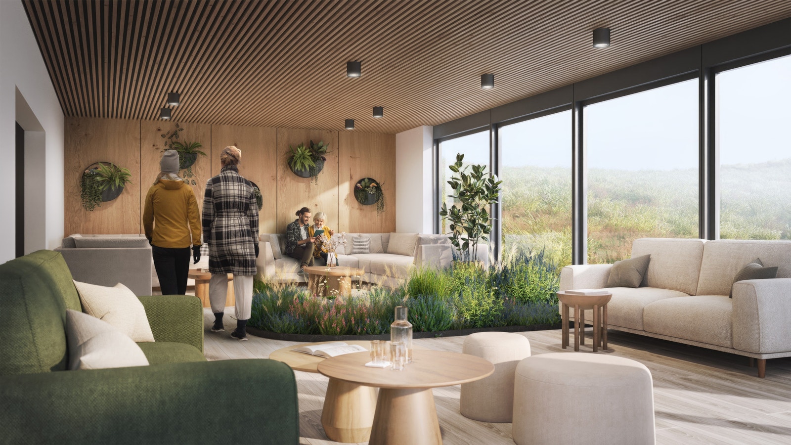 3D-illustrasjon interiør, felleshus Galleribilde