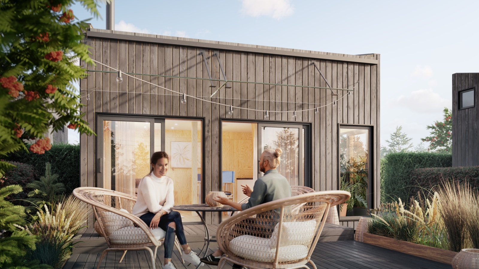 3D-illustrasjon eksteriør, parsellhytte Galleribilde