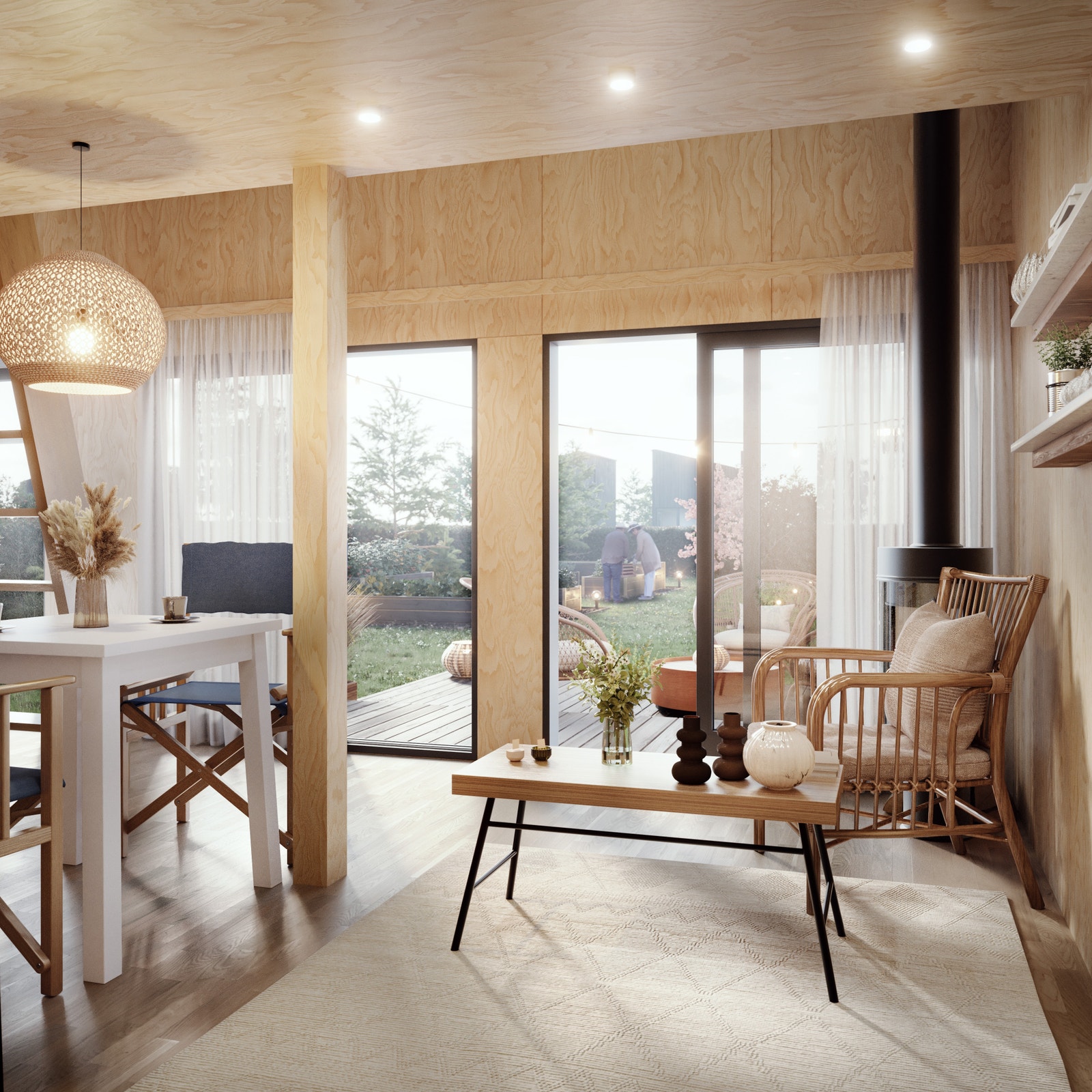 3D-illustrasjon interiør, parsellhytte Galleribilde