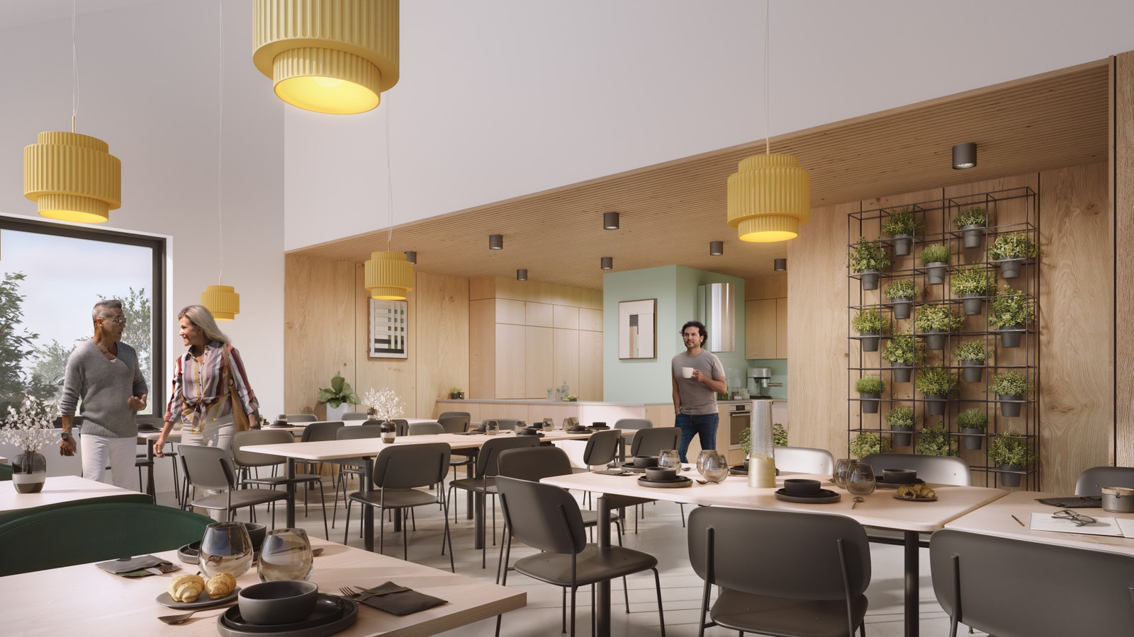 3D-illustrasjon interiør, felleshus Galleribilde