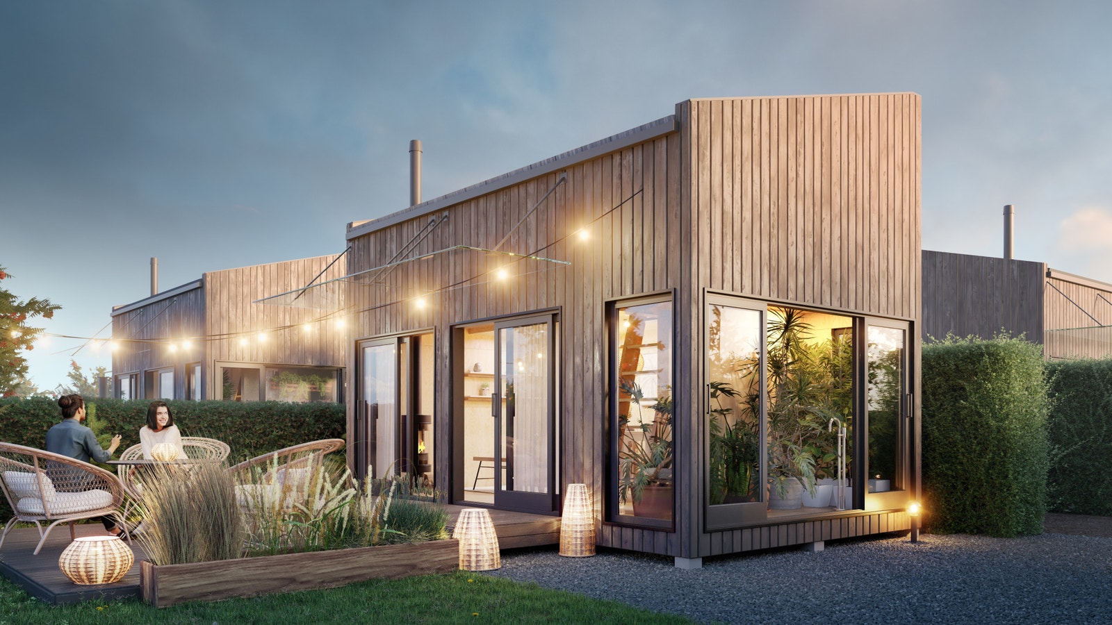 3D-illustrasjon eksteriør, parsellhytte Galleribilde