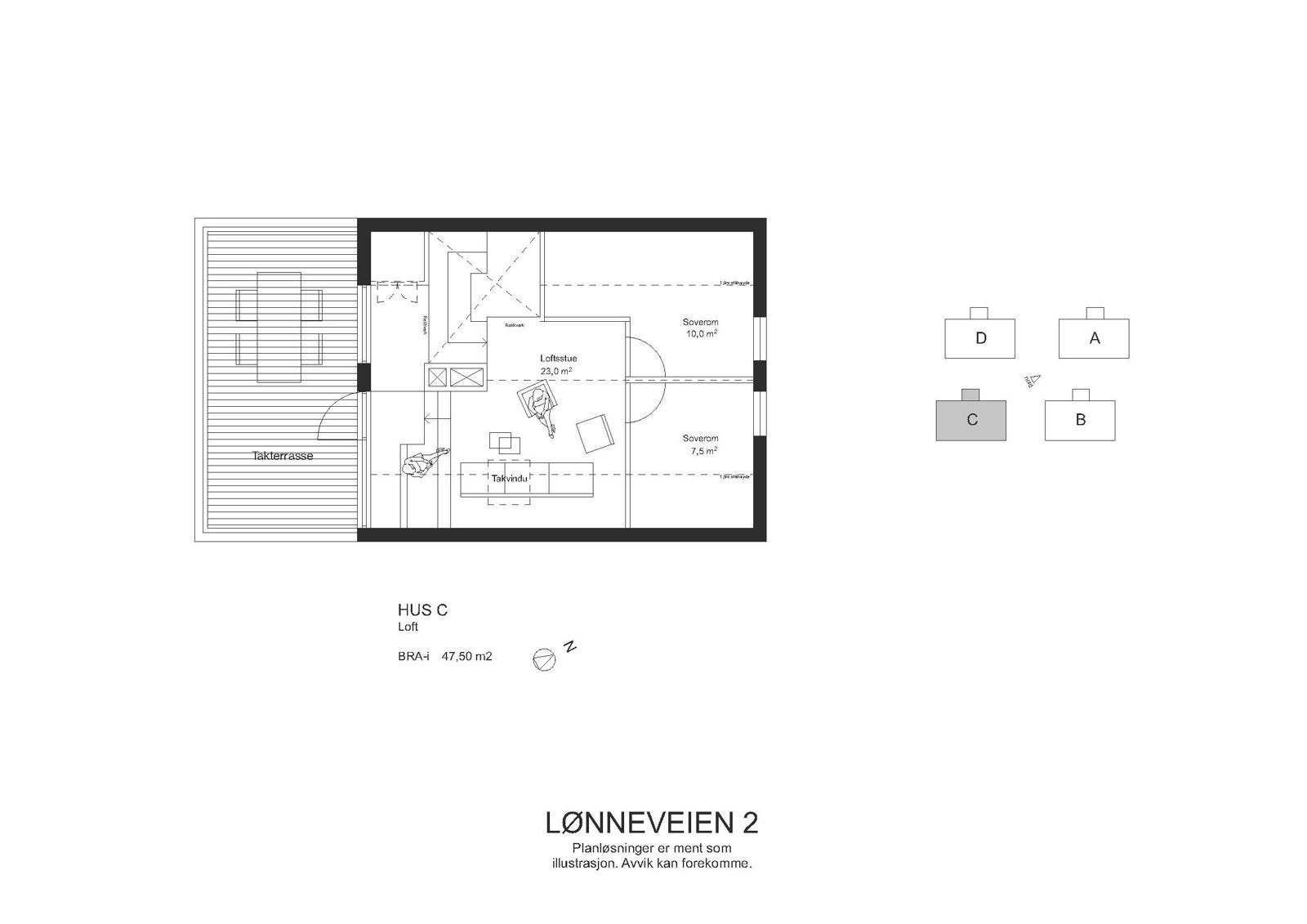 Loft alternativ 3 med 3 roms leilighet Galleribilde