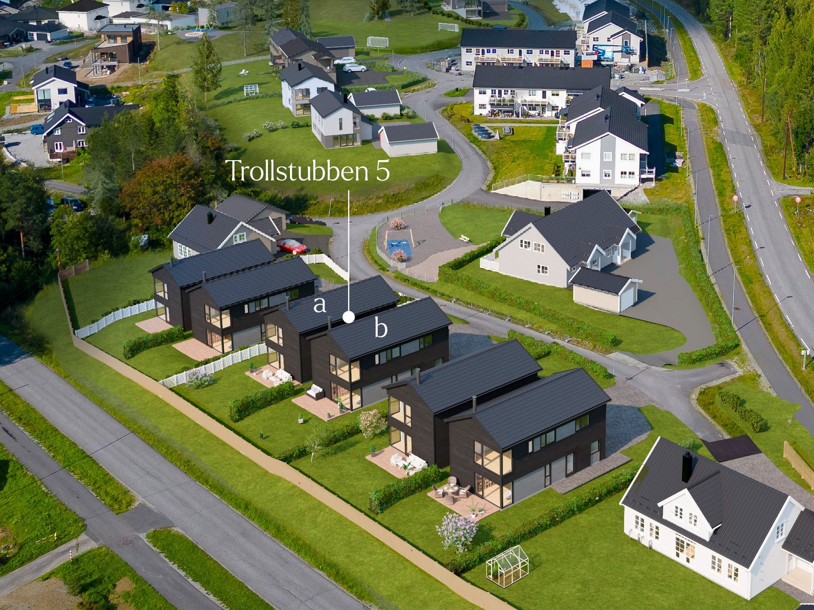 Illustrasjon av boligen i feltet. Galleribilde