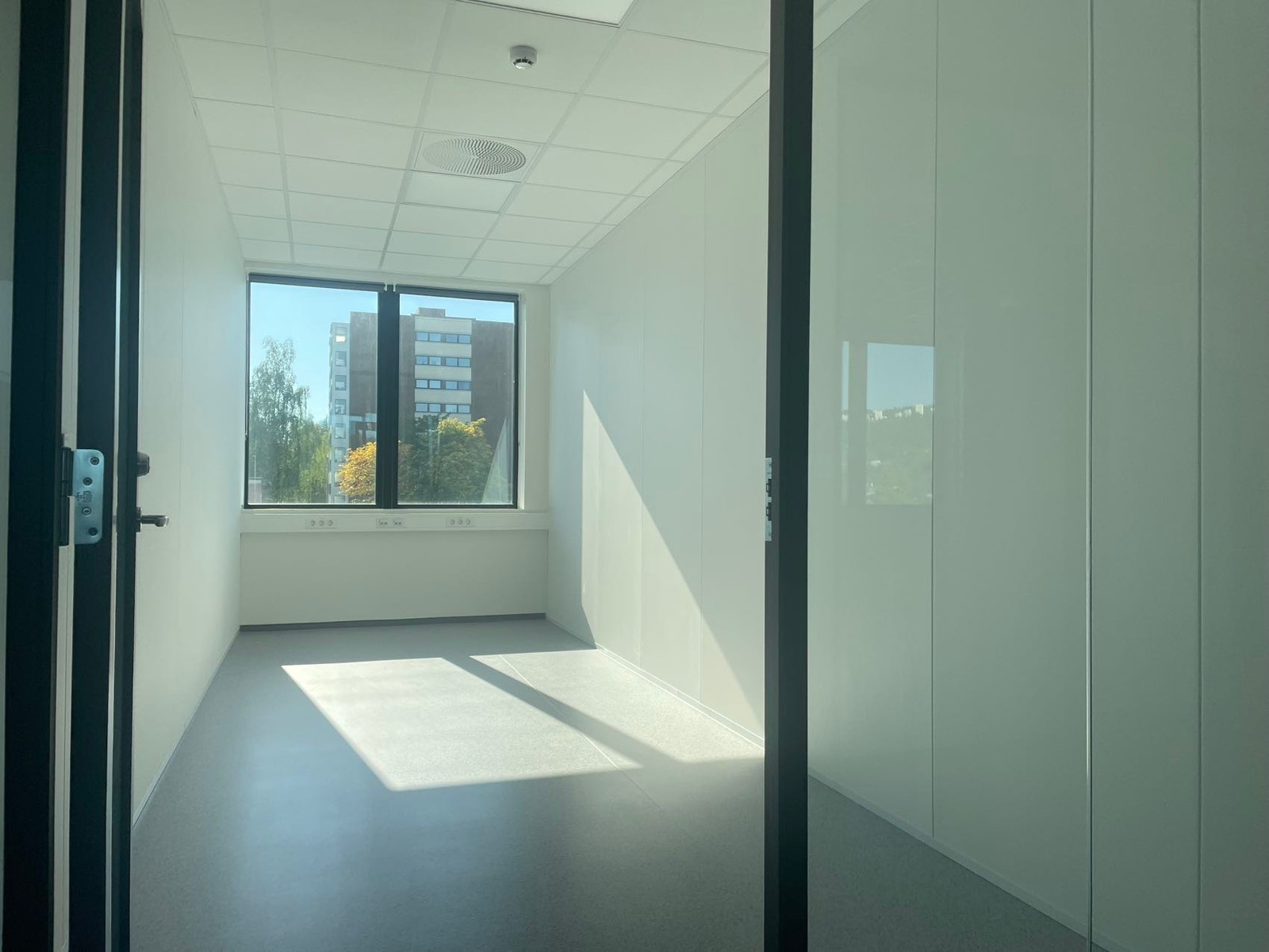 Mindre kontor med lys og glass vegger Galleribilde