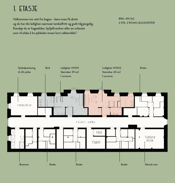 Velkommen inn rett fra hagen - bare noen få skritt og du har din leilighet nærmest terskelfritt og godt tilgjengelig. Kanskje du er hageelsker, byfjellvandrer eller en urbanist som vil elske å ha sykkelen innen kort rekkevidde? Galleribilde
