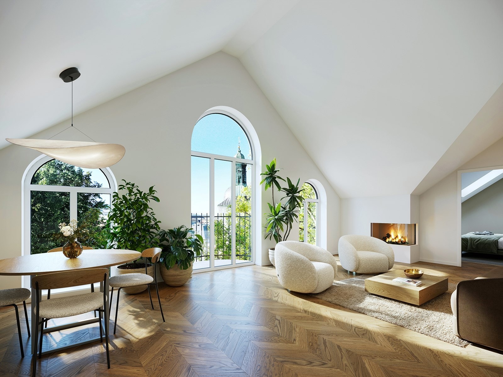 Den unike toppleiligheten - H0502! Wow.
Denne leiligheter inneholder både balkong, peis og chevrongulv. Galleribilde