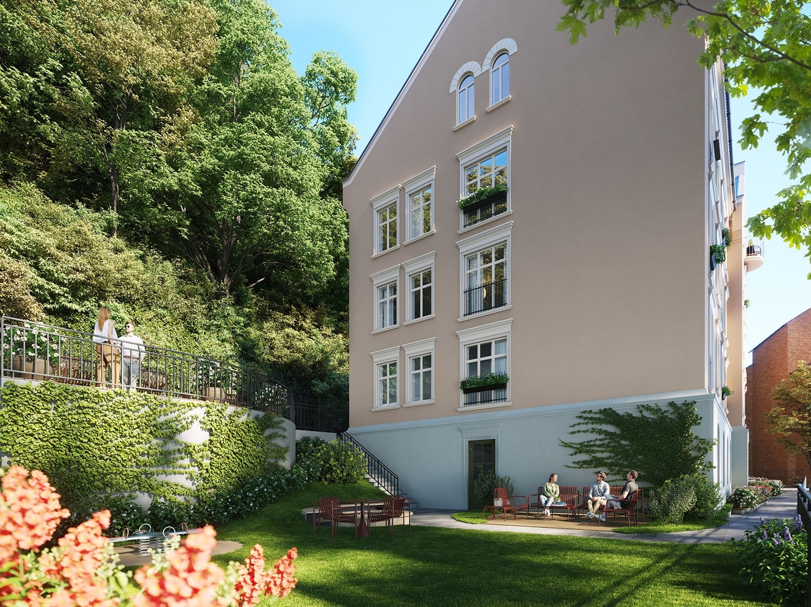 Privat hemmelig hage! Man finner en rolig plett foran bygget som grenser mot den ærverdige Domkirken og en godt skjermet sone på nordsiden av bygget. Dette er virkelig en deilig lunge midt i sentrum! Galleribilde