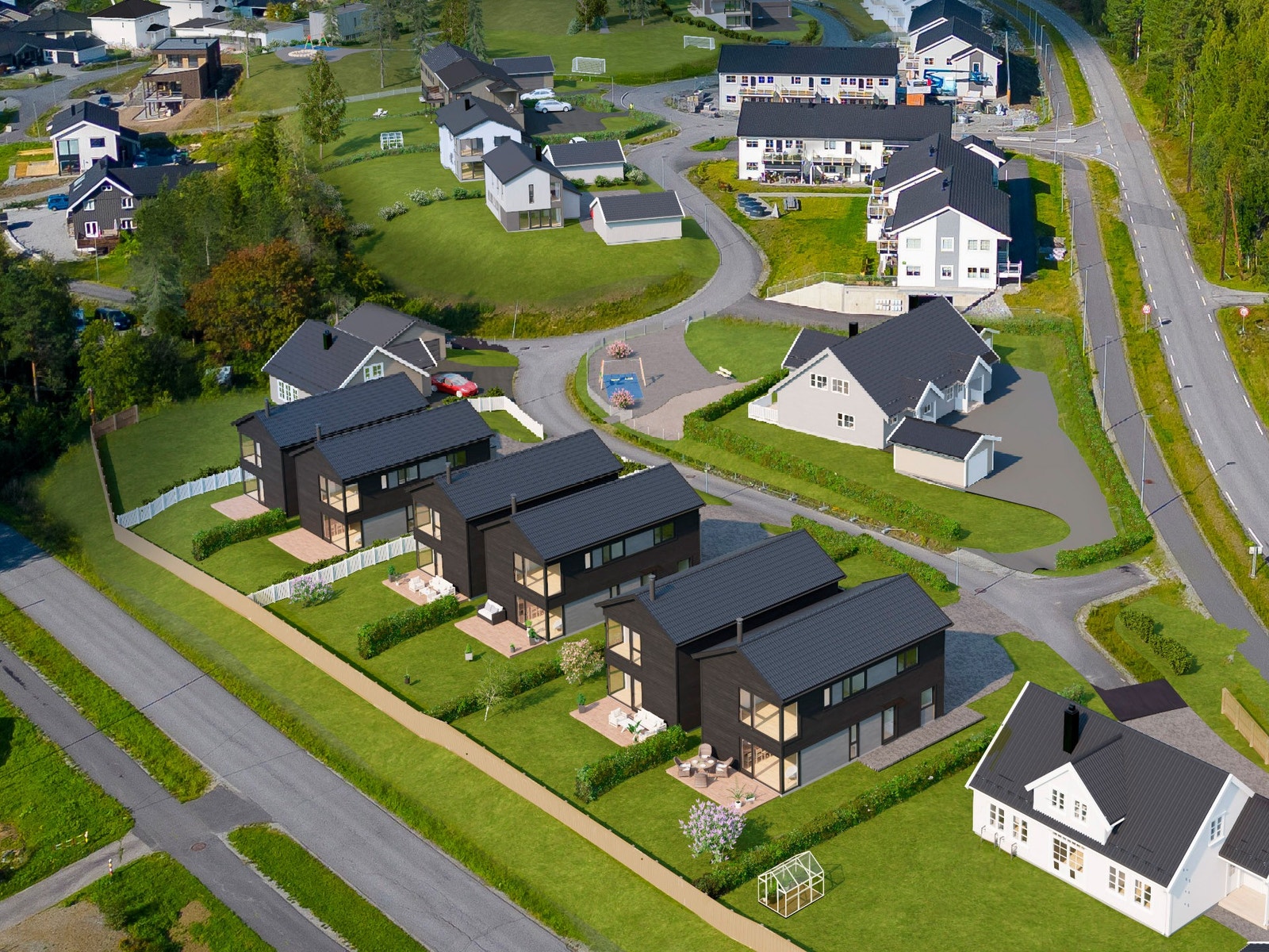 Illustrasjon av boligene i feltet. Galleribilde