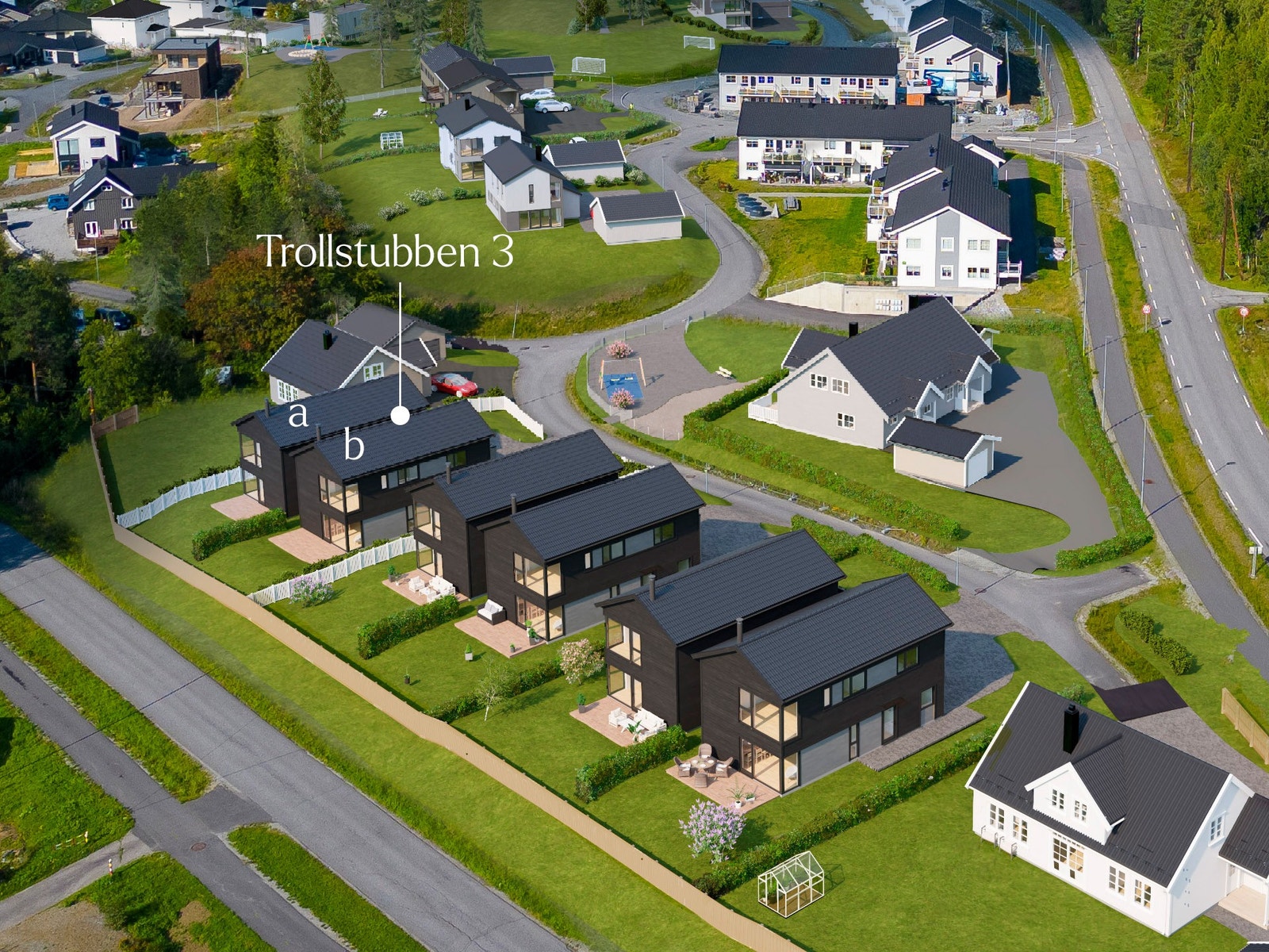 Illustrasjon av boligen i feltet. Galleribilde