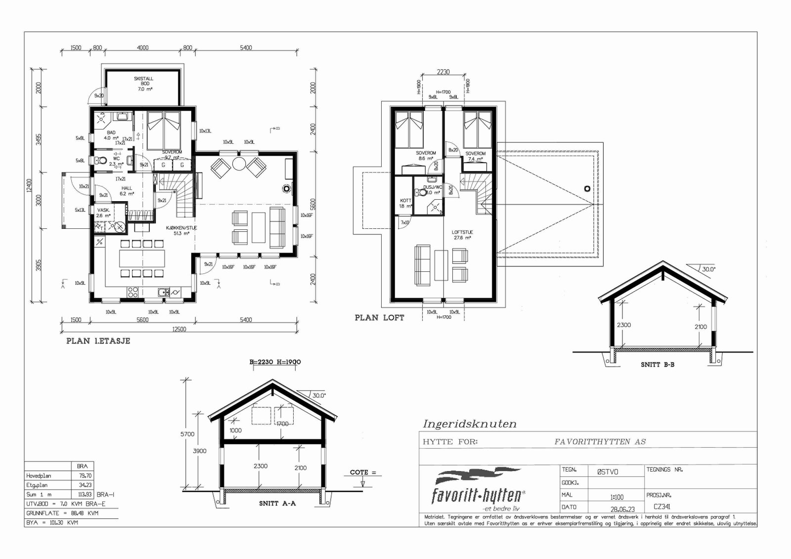 Hyttetypen Ingrindknuten er utgangspunktet for hytten som er valgt for tomten. Det er gjort endringer på denne modellen. Galleribilde