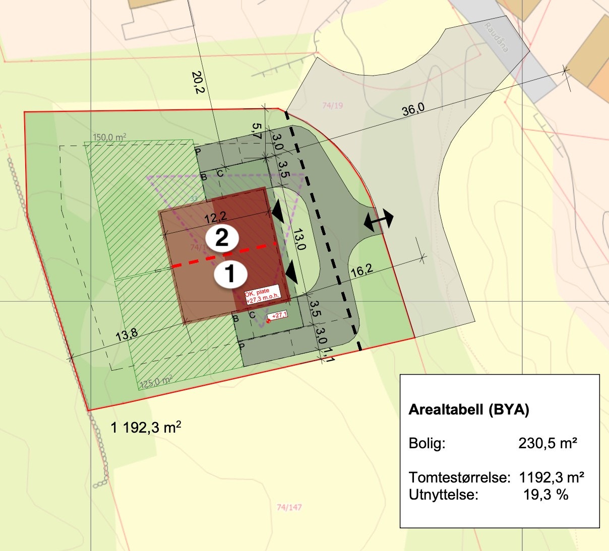 Situasjonsplan med seksjonsnummer. Galleribilde