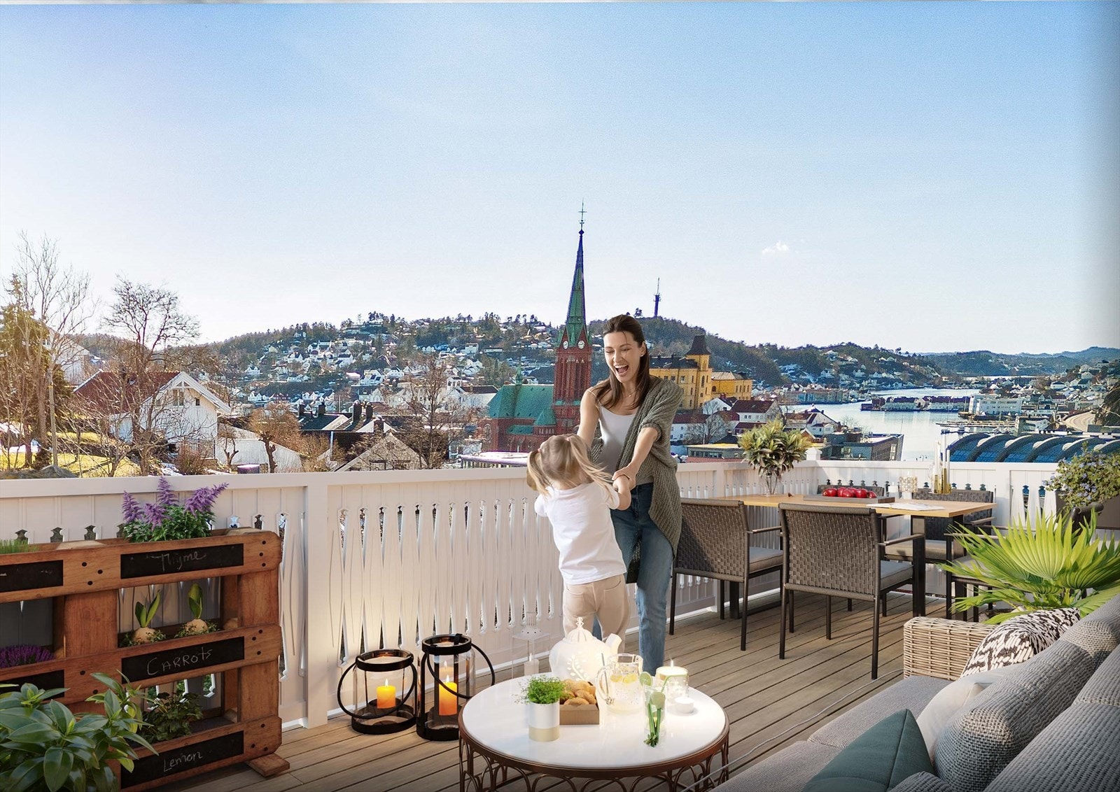 Fra stuen er det adkomst til nydelig veranda av fin størrelse med god utsikt Galleribilde