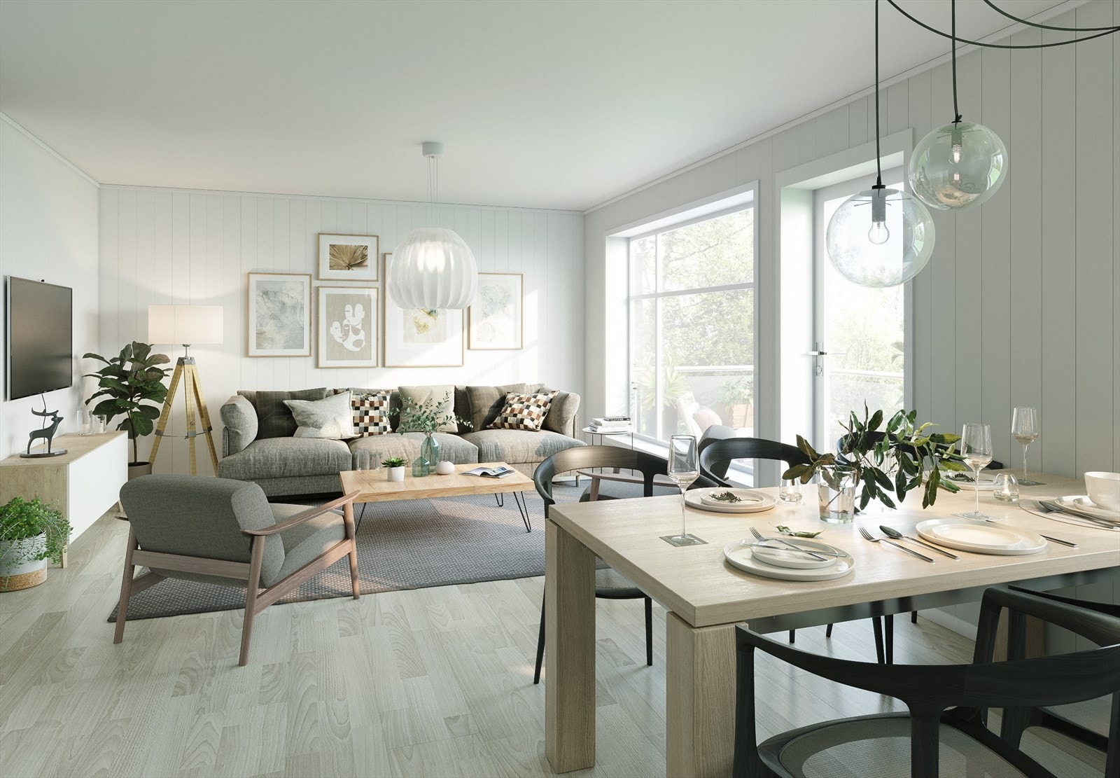 Illustrasjon av stue. Galleribilde