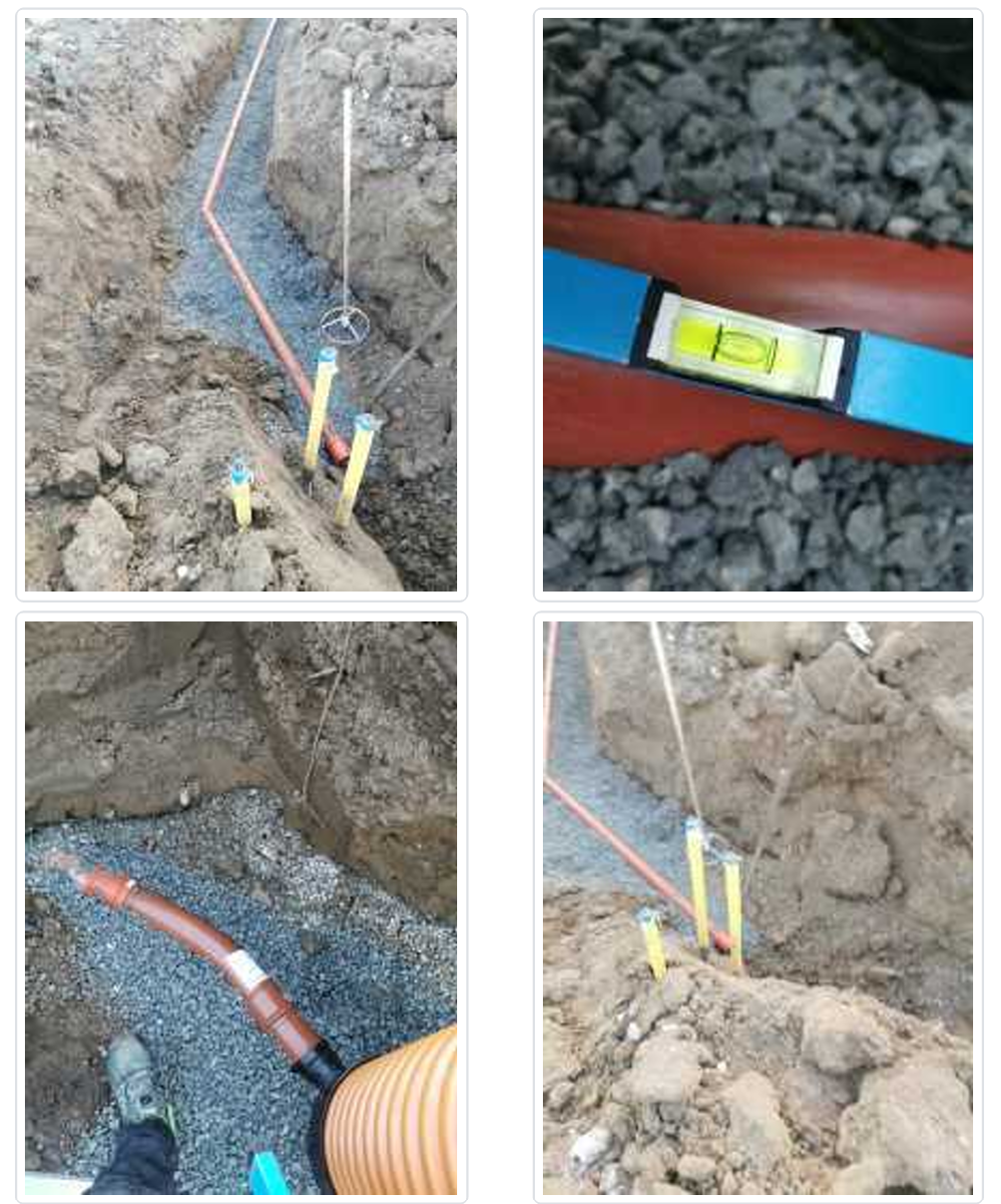 Avløpsledninger ligger klart sammen med vannledninger i hjørnet på tomten Galleribilde