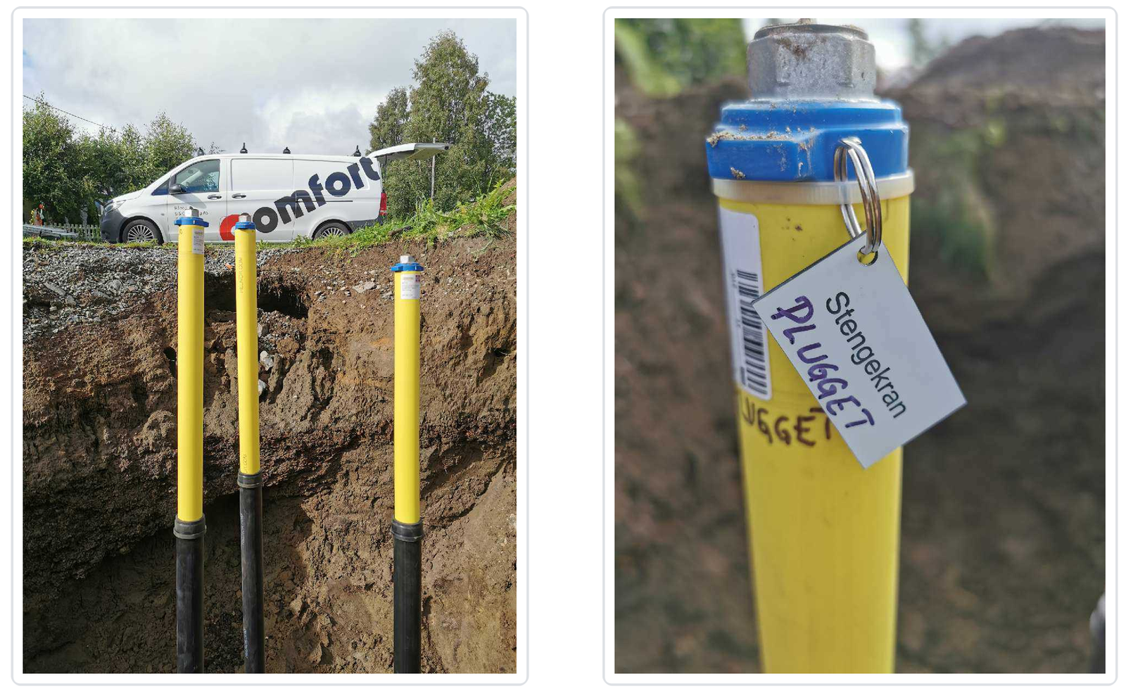 Vannet ligger klart sammen med avløp i hjørnet av tomten. Galleribilde