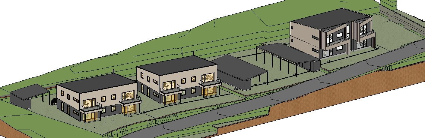 Det skal bygges 2 enheter av Støle 4.0 - i starten av byggetrinnet på toppen av Støle Terrasse, øvre veinivå.